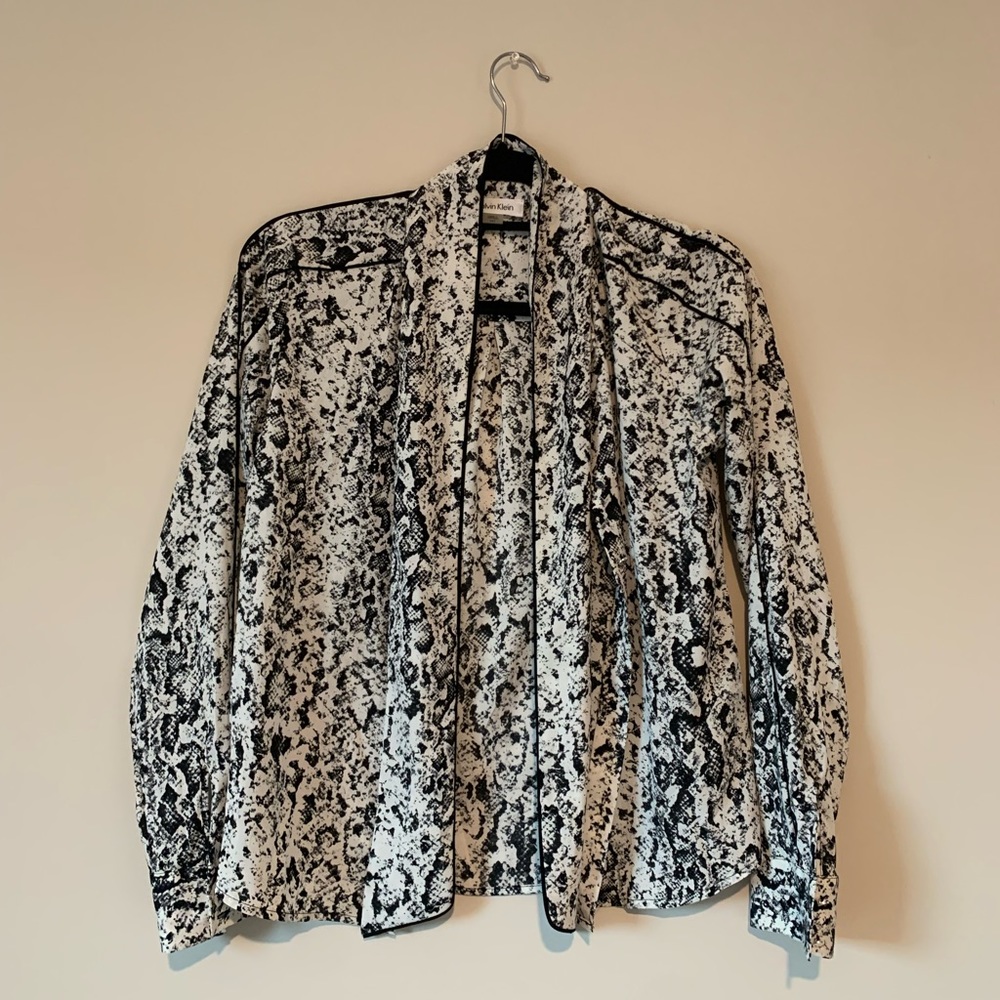 Calvin Klein Snakeprint Neck Tie Blouse - Women’s PXS